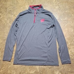 Wisconsin Badgers Athletic Shirt Mens Large L Gray Campus Heritage Pullover Zip